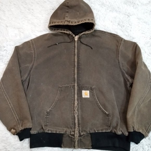 Carhartt Other - Vintage Carhartt Mens Jacket Coat Gray XXL Workwear Canvas Workwear Hood JR105